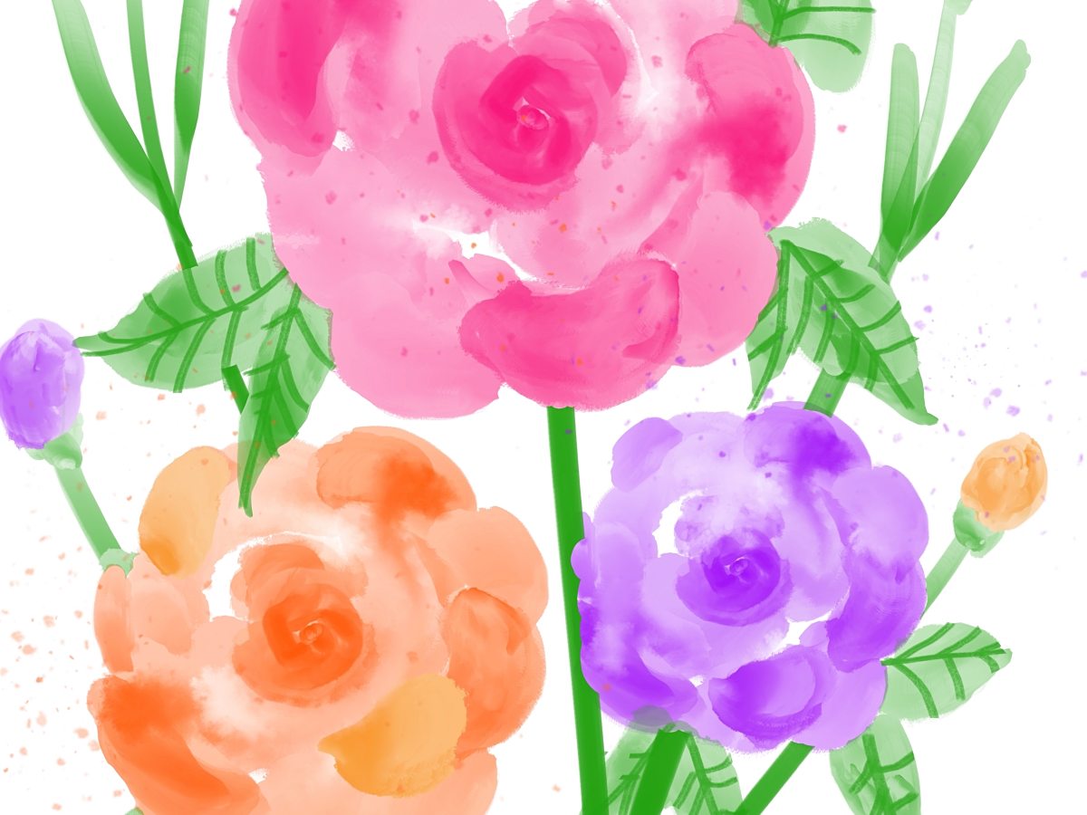 Playful Floral Watercolor-Style Piece&nbsp;Progress