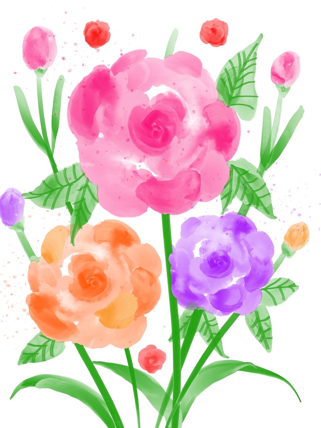 Playful Floral Watercolor-Style Piece&nbsp;Progress